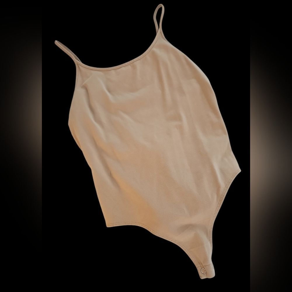Chic Tan Bodysuit with Spaghetti Straps